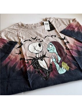 NWT Nightmare Before Christmas 100% Organic Cotton Women’s shirt Black tie dye L